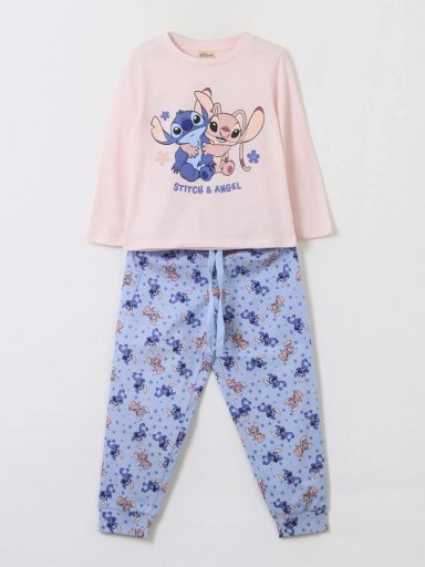 PIJAMA NIÑA LILO & STITCH LARGO ROSADO - 1