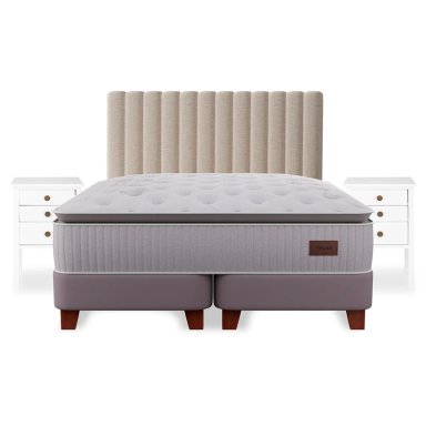 CAMA EUROPEA FLEX HERITAGE BOX KING + RESPALDO TUBULAR + VELADOR ROMA - 2
