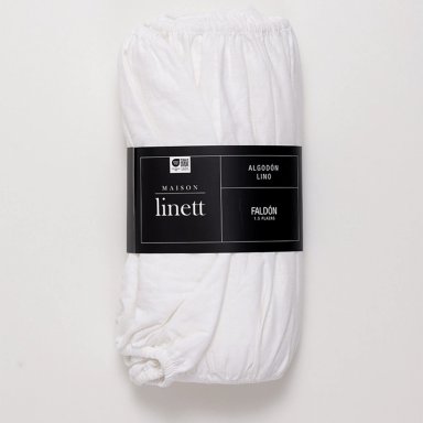 FALDÓN MAISON LINETT ELASTICADO LINO 1.5 PLAZAS BLANCO - 1
