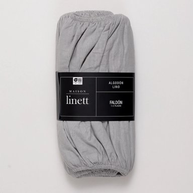 FALDÓN MAISON LINETT ELASTICADO LINO 1.5 PLAZAS GRIS - 1