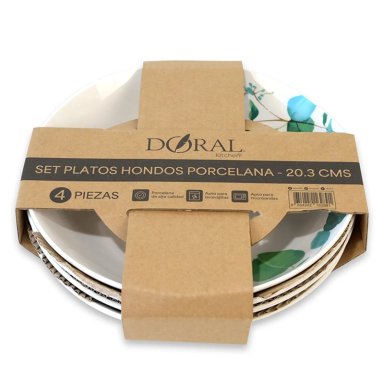 SET PLATO HONDO DORAL FLOR PORCELANA 4 PZS - 3