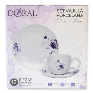 JUEGO DE VAJILLA DORAL ADELA PORCELANA 12 PZS - 3