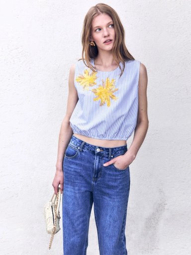 BLUSA MUJER SFERA ALGODÓN RAYAS - 1