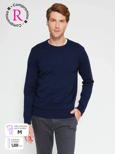 SWEATER HOMBRE KENNETH STEVENS ALGODÓN CUELLO REDONDO BÁSICO - 1
