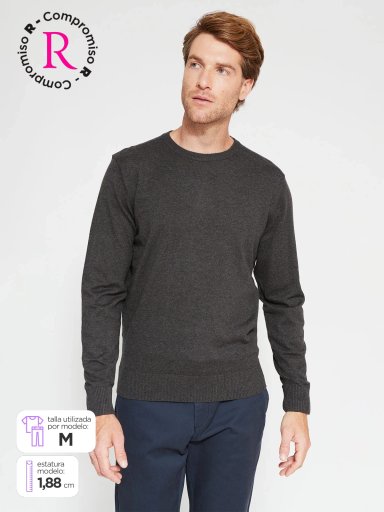 SWEATER HOMBRE KENNETH STEVENS ALGODÓN CUELLO REDONDO BÁSICO - 1