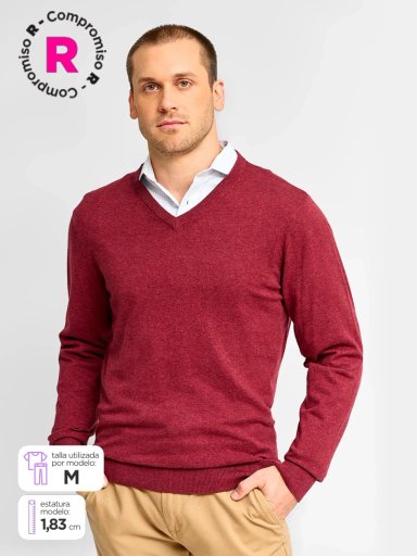 SWEATER HOMBRE KENNETH STEVENS ALGODÓN CUELLO EN V BÁSICO - 1