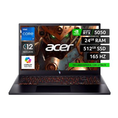 NOTEBOOK ACER GAMER NITRO 5 ANV15-52-73S9-1 INTEL CORE I7 24GB RAM 512GB SSD NVIDIA RTX5050 15.6" - 2
