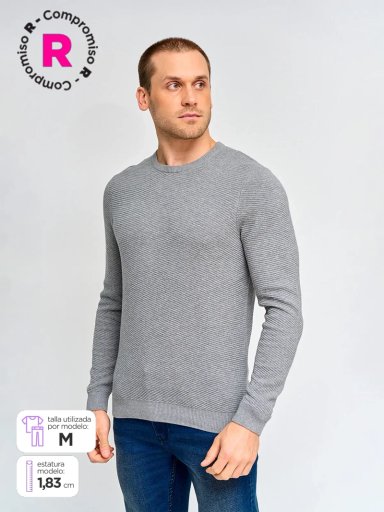 SWEATER HOMBRE MARQUIS ALGODÓN CUELLO REDONDO TEXTURADO - 1