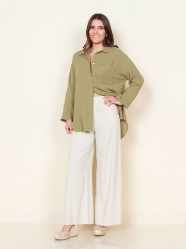 BLUSA MUJER WADOS MANGA LARGA ABOTONADA CON BOLSILLO - 1