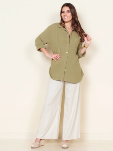 BLUSA MUJER WADOS MANGA LARGA ABOTONADA CON BOLSILLO - 2
