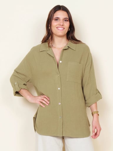 BLUSA MUJER WADOS MANGA LARGA ABOTONADA CON BOLSILLO - 4