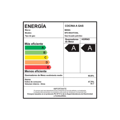 COCINA A GAS MIDEA MFO-MG24TCSSL 4 PLATOS PLATA - 10