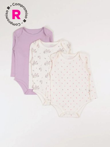 TRIPACK BODIES ALGODÓN NIÑA BABY HARVEST COLORES - 1