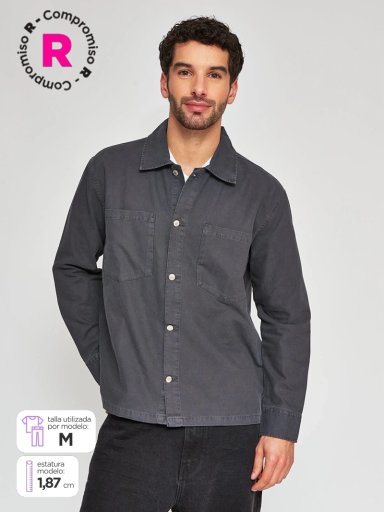 SOBRECAMISA HOMBRE INDEX ALGODÓN MANGA LARGA LAVADA - 1