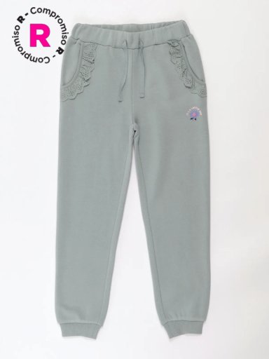 PANTALÓN DE BUZO NIÑA HARVEST VUELOS BRODERIE - 1