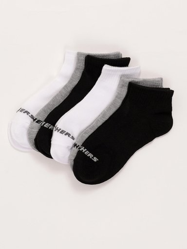 PACK 6 CALCETINES DEPORTIVOS UNISEX SKECHERS NON TERRY QTR CREW NEGRO/BLANCO - 3