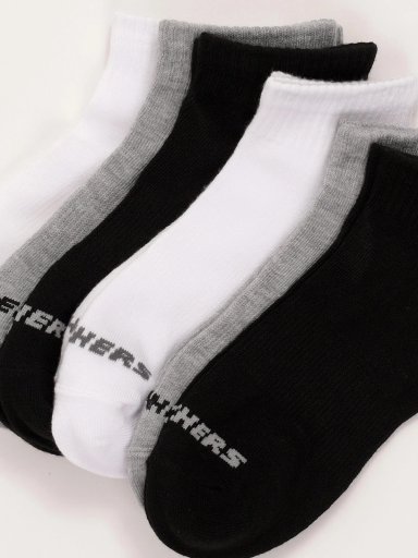PACK 6 CALCETINES DEPORTIVOS UNISEX SKECHERS NON TERRY QTR CREW NEGRO/BLANCO - 4