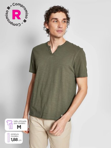 POLERA HOMBRE BARBADOS ALGODÓN CUELLO HENLEY MANGA CORTA - 1
