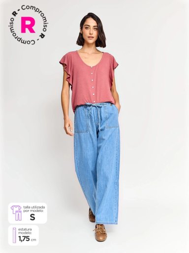 JEANS MUJER REGATTA ALGODÓN WIDE LEG FLUIDO - 1