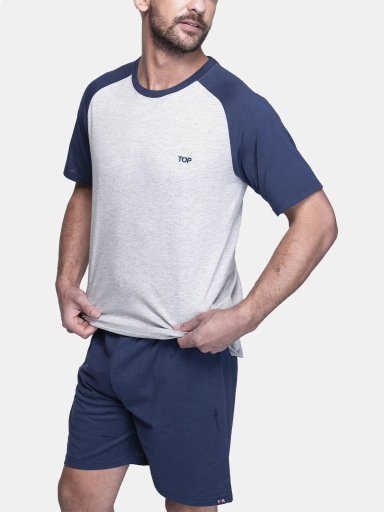 PIJAMA HOMBRE TOP ALGODÓN CORTO - 1