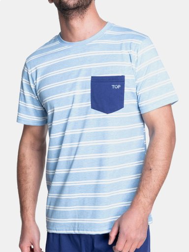 PIJAMA HOMBRE TOP ALGODÓN CORTO - 1