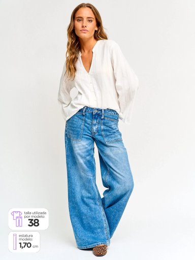 JEANS MUJER AEROPOSTALE ALGODÓN ANCHO - 1