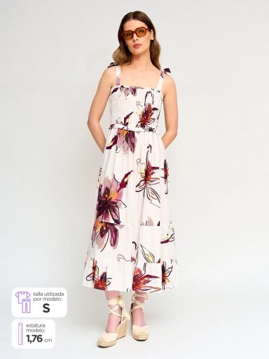 VESTIDO MUJER MARQUIS ALGODÓN MIDI ESCOTE RECTO PANAL - 1