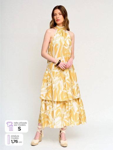 VESTIDO MUJER MARQUIS MAXI HALTER LAZO CUELLO - 1