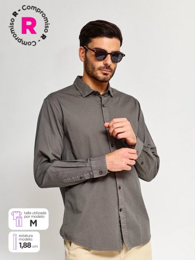 CAMISA HOMBRE CACHAREL ALGODÓN MANGA LARGA LAVADA - 1