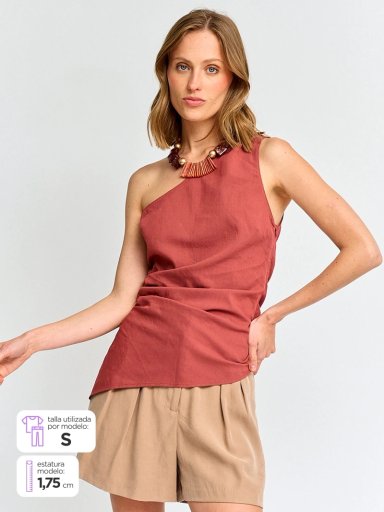 BLUSA MUJER MARQUIS UN HOMBRO DRAPEADO - 1