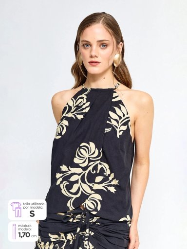 BLUSA MUJER MARQUIS LINO HALTER ESTAMPADO - 1