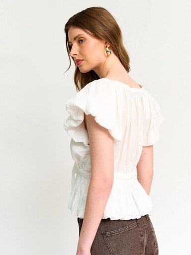BLUSA MUJER MARQUIS MANGA RUEDO GLOBO AMARRA - 2