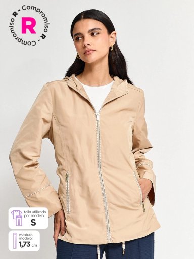 CHAQUETA MUJER CACHAREL CORTAVIENTOS CON GORRO - 1