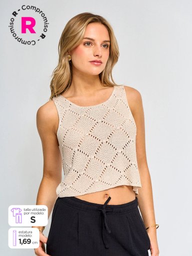 POLERA MUJER INDEX SIN MANGAS TEJIDO - 1