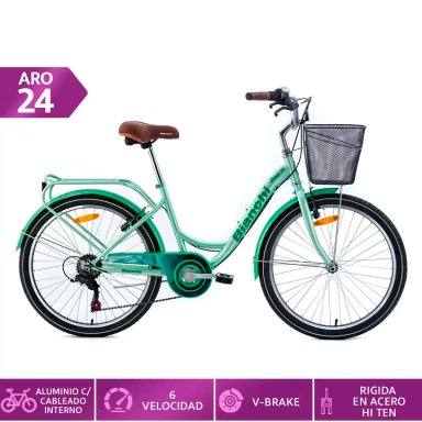 BICICLETA URBANA BIANCHI STREET ST LADY VERDE CLARO ARO 24 - 1