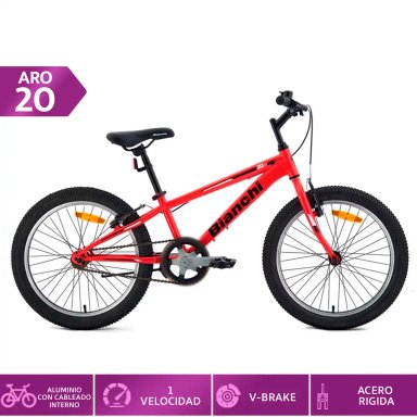 BICICLETA INFANTIL BIANCHI WOLF ST ROJO ARO 20 - 1