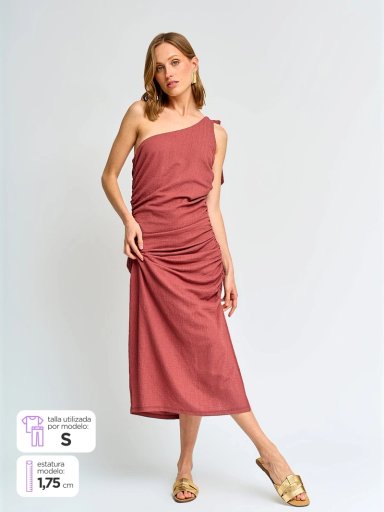 VESTIDO MUJER MARQUIS UN HOMBRO TEXTURADO - 1
