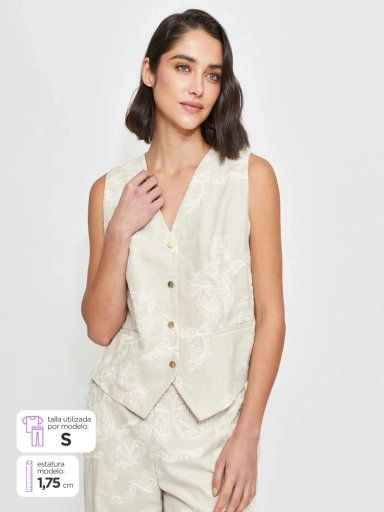 BLAZER MUJER CACHAREL LINO SIN MANGAS - 1