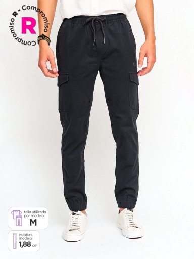 PANTALÓN HOMBRE HALF ALGODÓN JOGGER CARGO - 1