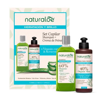 SET CAPILAR NATURALOE HIDRATACIÓN Y BRILLO SHAMPOO 350 ML + CREMA DE PEINAR 250 ML - 1