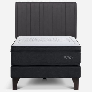 CAMA EUROPEA ROSEN TEMPO 1.5 PLAZAS + RESPALDO LUCIO GRIS - 1