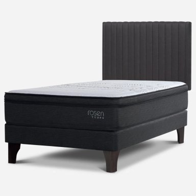 CAMA EUROPEA ROSEN TEMPO 1.5 PLAZAS + RESPALDO LUCIO GRIS - 2