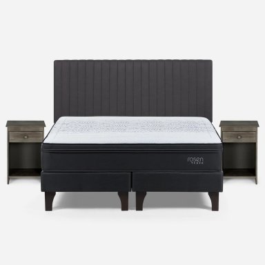 CAMA EUROPEA ROSEN TEMPO 2 PLAZAS + SET LUCIO GRIS - 1