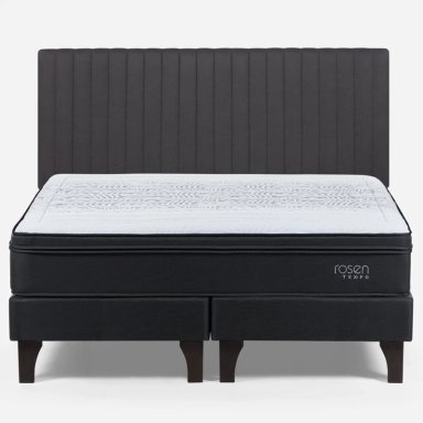 CAMA EUROPEA ROSEN TEMPO 2 PLAZAS + RESPALDO LUCIO GRIS - 1