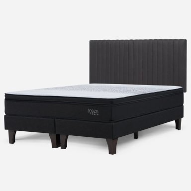 CAMA EUROPEA ROSEN TEMPO 2 PLAZAS + RESPALDO LUCIO GRIS - 2