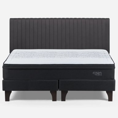 CAMA EUROPEA ROSEN TEMPO KING + RESPALDO LUCIO GRIS - 1