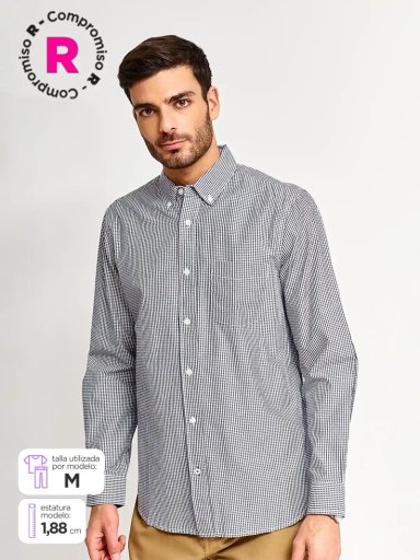 CAMISA HOMBRE KENNETH STEVENS ALGODÓN MANGA LARGA BÁSICA - 1