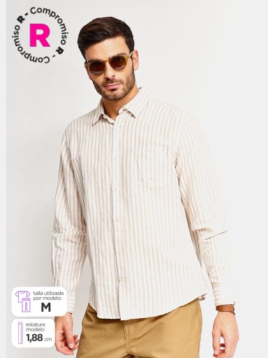 CAMISA HOMBRE KENNETH STEVENS ALGODÓN MANGA LARGA BÁSICA - 1
