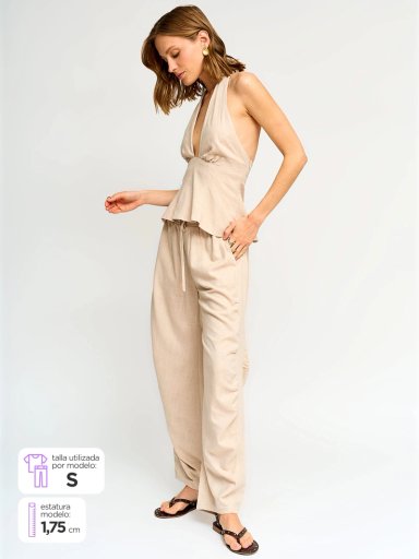 PANTALÓN MUJER INDEX LINO BALLOON PIJAMERO - 1