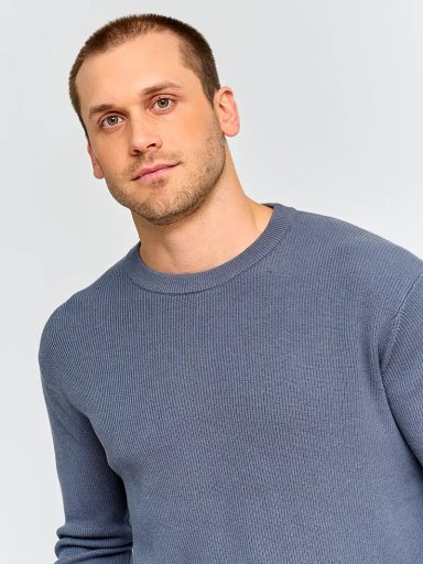 SWEATER HOMBRE CACHAREL ALGODÓN CUELLO REDONDO TEXTURA - 3